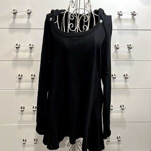 Bashara Lesser High-Low Cotton Long Sleeve with Removable Hoodie, size M